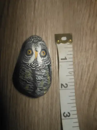 owl hand painted rock, View more