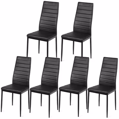 Set of 6 dining chairs with ergonomically designed high back and softly padded seat, perfect for din...