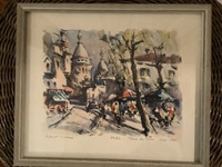 Vtn Lithograph by Marius Girard “Place du Tertre Sacre Coeur”