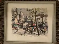 Vtn Lithograph by Marius Girard “Place du Tertre Sacre Coeur”