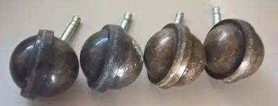 Vintage Furniture Wheels, Ball Casters, Chair Rollers, Set of 4 Swivel Ball Bearings, Industrial Fur...
