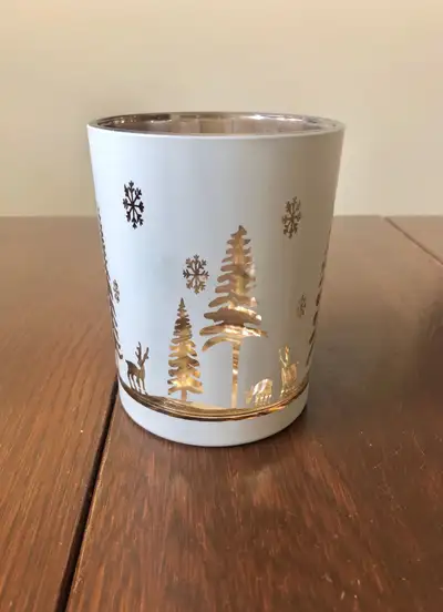 Glass Winter Candle Hurricane Display Decor Light Holder , View more