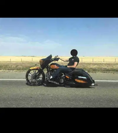 1 of 1 custom motorcycle by VicBaggers, featuring a 26-inch wheel on the front and a custom paint jo...