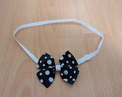 Polka Dot Dog Bow Tie - Black & White, View more