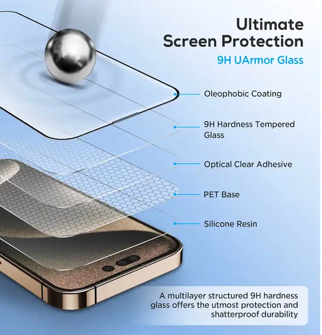 UARMOR HD Clear Screen Protector, 9H Tempered Glass - NEW in Cell Phones in Kitchener / Waterloo - Image 7