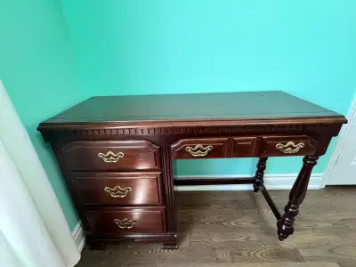 Solid wood desk with removable glass top, View more