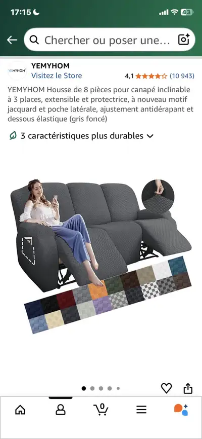 Housse de 8 pièces pour canapé de 3 places gris foncé, View more