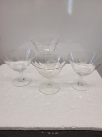 4 Cornflower Crystal Dessert Glasses