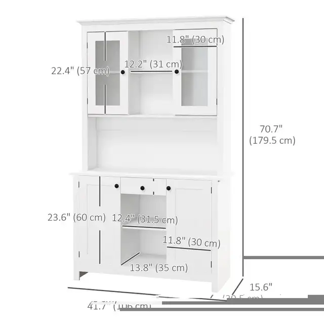 Kitchen Pantry Storage Cabinet, Freestanding Buffet with Hutch, in Hutches & Display Cabinets in Markham / York Region - Image 10