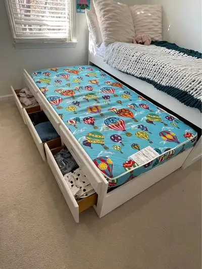 Never Used Kid's Twin Trundle Bed frame With storage Drawers, View more