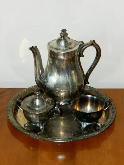 Silver Tea Set & Quilt stand or towel rack, View more