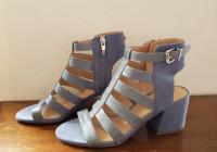 NEW Franco Sarto Leather Gladiator/Cage Sandals, Light Blue, 7.5