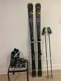 Men’s 177cm Rossignol Skis & Salomon 9.5 Boots & Poles