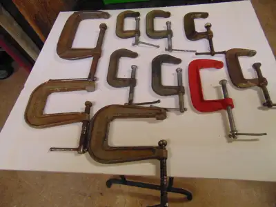 10 LARGER C CLAMPS SOME WITH EXTRA DEEP JAWS GOOD QUALITY, View more
