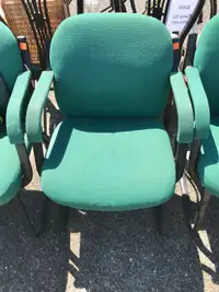 5 Green Padded Metal Frame Chairs $40 or $10 each