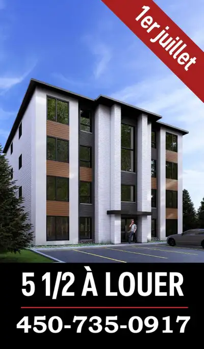 Grand condo NEUF 5 1/2 à louer à Deux-Montagnes, DISPONIBLE le 1er juillet 2026 grand et luxueux con...