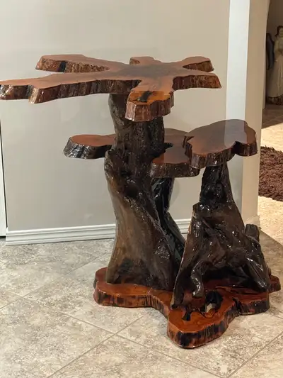 Lacquered Live Edge Coffee Table with Root Base, View more