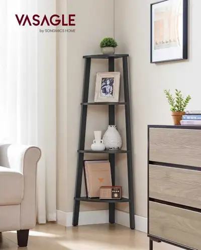 VASAGLE Corner Shelf Stand, 4-Tier Corner Bookshelf, View more