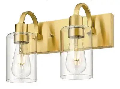 2-Light Brushed Gold Vanity Light, View more
