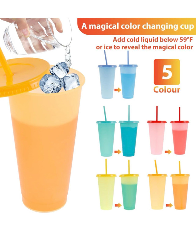 10 Pack Color Changing Plastic Cups with Lids and Straws  in Other in Calgary - Image 2