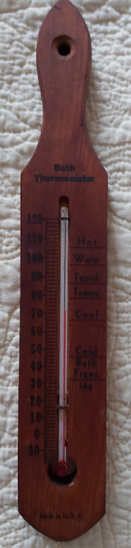 Antique Wooden Bath Thermometer  (Alcohol) - Estate Sale