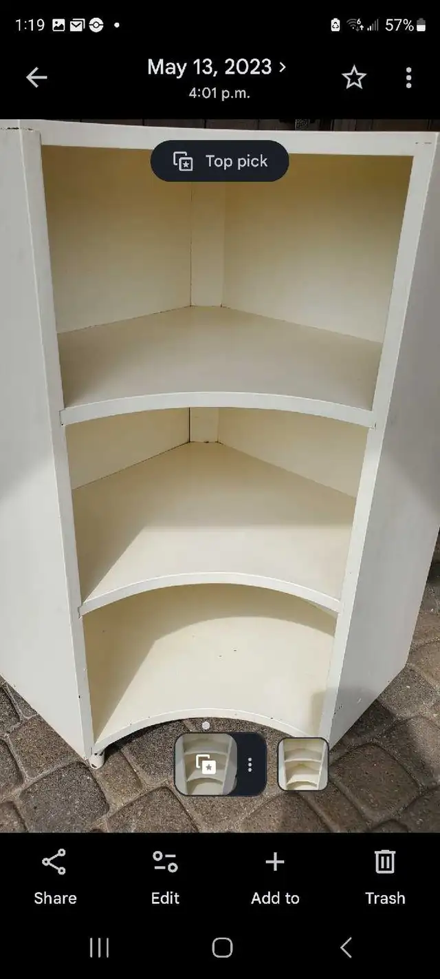 Vintage Wood Three Shelf Corner Cabinet  in Bookcases & Shelving Units in Oakville / Halton Region - Image 4