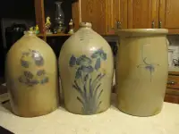 Wanted Old Blue Decorated Stoneware Pottery Crocks
