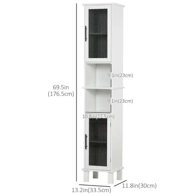 13.25"W x 11.75"D x 69.5"H Tall Bathroom Cabinet, White in Home Décor & Accents in Markham / York Region - Image 5