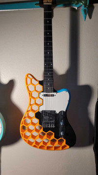 Super Unique Orange & Blue 3D Printed Guitar - "Prusacaster"