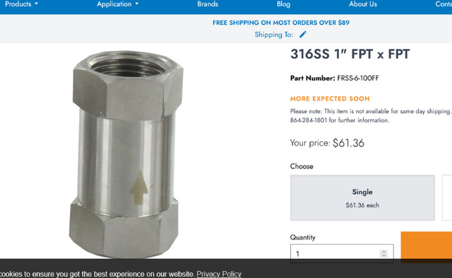 Flow Control 1" FPT FGX-2, 2 GPM Stainless - Free Shipping in Plumbing, Sinks, Toilets & Showers in Belleville - Image 3