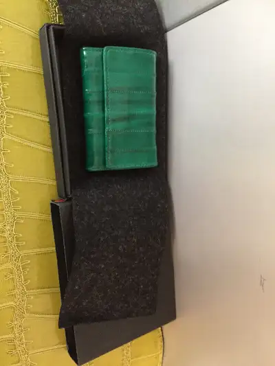 Vintage Emerald Green Eel Skin Key Holder Wallet - NEW w/ Box, View more