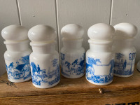 Porcelain milk white bubble top jars