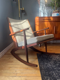 Mid century modern Georg Jensen style Teak rocking chair