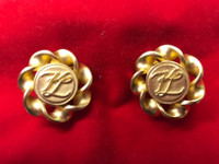 NEW - Karl Lagerfeld (KL) - Signature Clip Earrings - Gold Tone