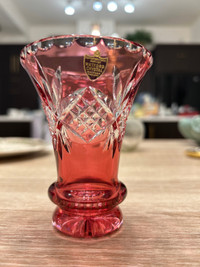 Watford crystal small vase ruby color from England