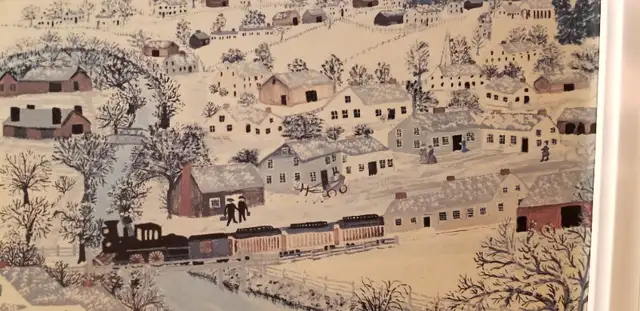 Framed print Hoosick Falls in Winter Grandma Moses NY folk art in Arts & Collectibles in Ottawa - Image 8
