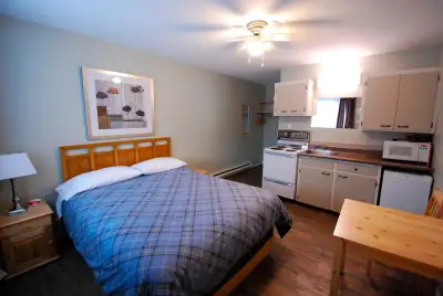 A bright, clean, and fully furnished studio suite is available for rent. This cozy suite features: •...