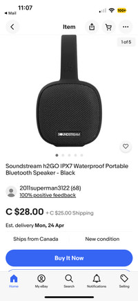 H2Go Soundstream Portable Wireless Bluetooth Waterproof Speaker