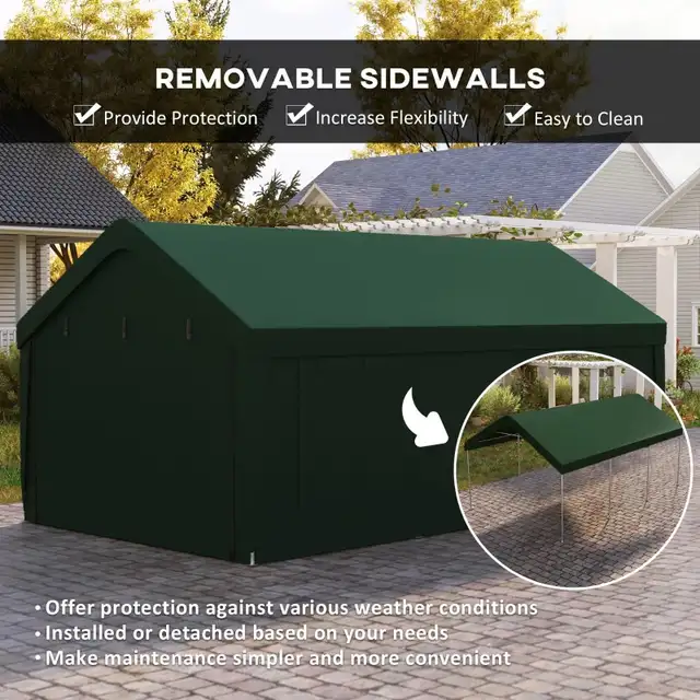 12’x’20’x9.8’, Carport w/2 Roll-Up Doors, 4 Windows, Dark Gree in Outdoor Tools & Storage in Markham / York Region - Image 6