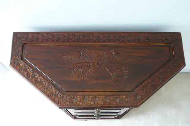 vintage, antique, carved wooden octagonal cabinet in Arts & Collectibles in City of Toronto - Image 5