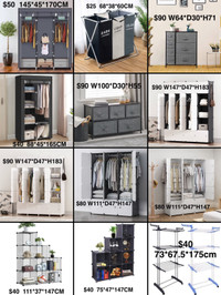 Wardrobes and clothing organizers from $40-$90