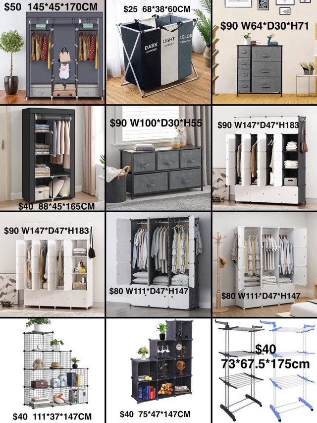 Wardrobes and clothing organizers from $40-$90 in Fireplace & Firewood in Mississauga / Peel Region