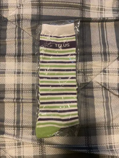 Telus Green Striped Socks New, View more