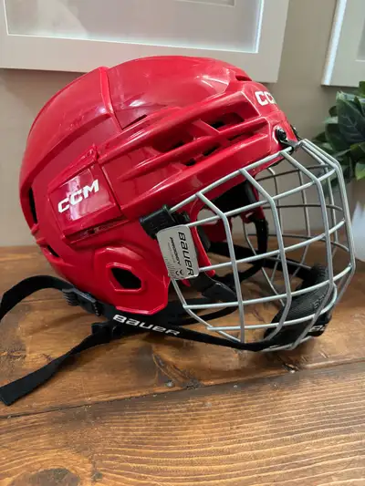 CCM Hockey Helmet and Bauer Cage, View more