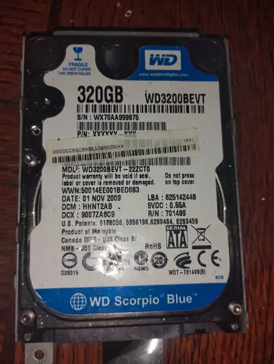 320 GB  2.5" sata laptop hard drive, View more
