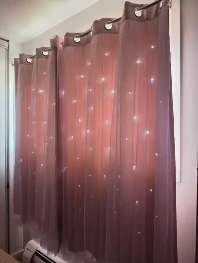 Pink White Star Cutout Curtains 2 Panels, View more