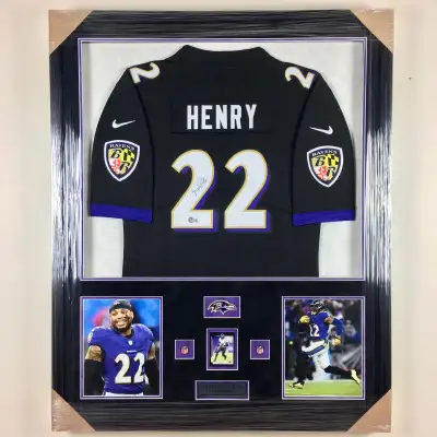 Ravens Derrick Henry Signed Autographed Jersey Framed Beckett, View more
