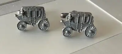 Hickok Wells Fargo Stagecoach Cufflinks Antique - pretty sure they are silver but I have not cleaned...