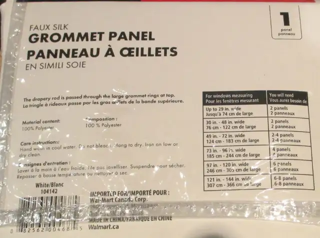 New White Faux Silk Curtain Panel, with Upper Grommet Rings in Home Décor & Accents in Ottawa - Image 5