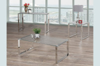 07-016 Contemporary Chrome Coffee Table with Optional End tables